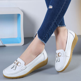 LuxeWalk Women's Hollow Wedge Leather Shoes