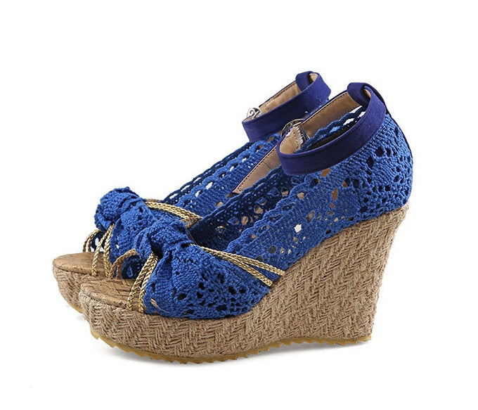 LuxeStep Women's Lace-Up Wedge Sandals