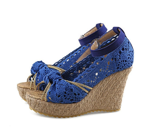 LuxeStep Women's Lace-Up Wedge Sandals
