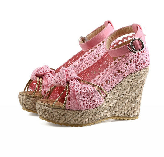 LuxeStep Women's Lace-Up Wedge Sandals