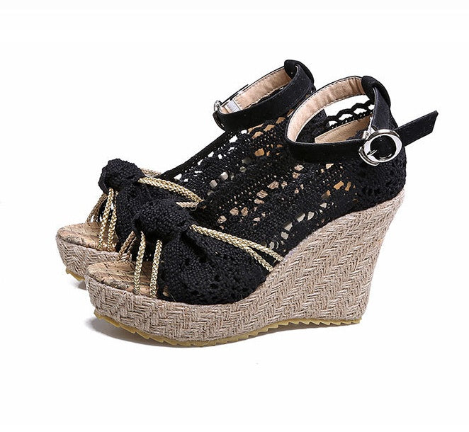 LuxeStep Women's Lace-Up Wedge Sandals