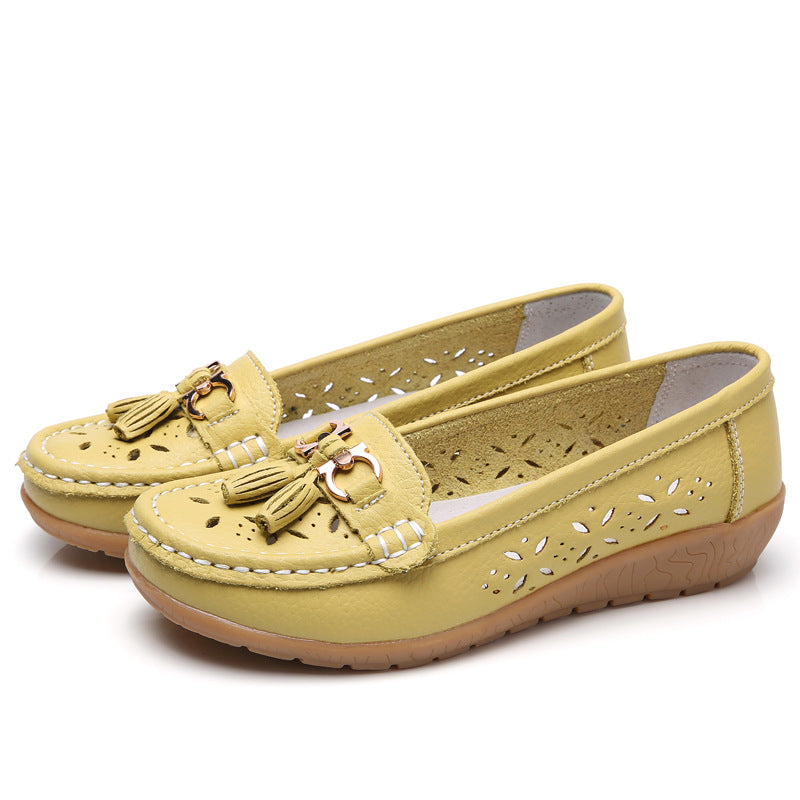 LuxeWalk Women's Hollow Wedge Leather Shoes