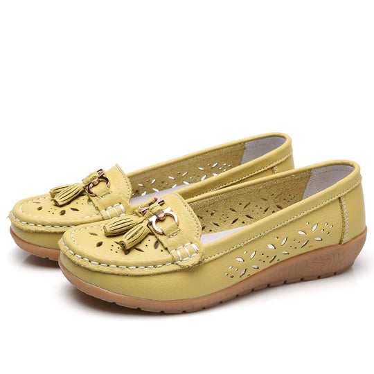 LuxeWalk Women's Hollow Wedge Leather Shoes