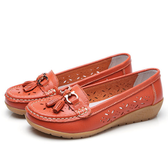 LuxeWalk Women's Hollow Wedge Leather Shoes