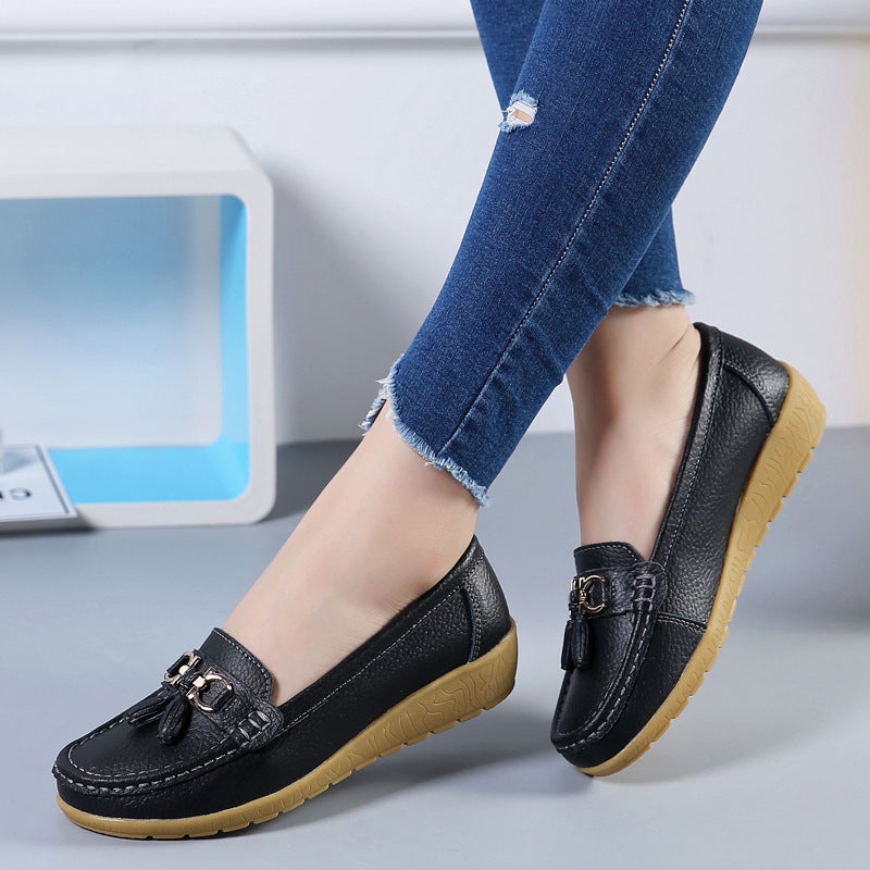 LuxeWalk Women's Hollow Wedge Leather Shoes