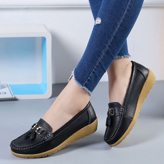 LuxeWalk Women's Hollow Wedge Leather Shoes