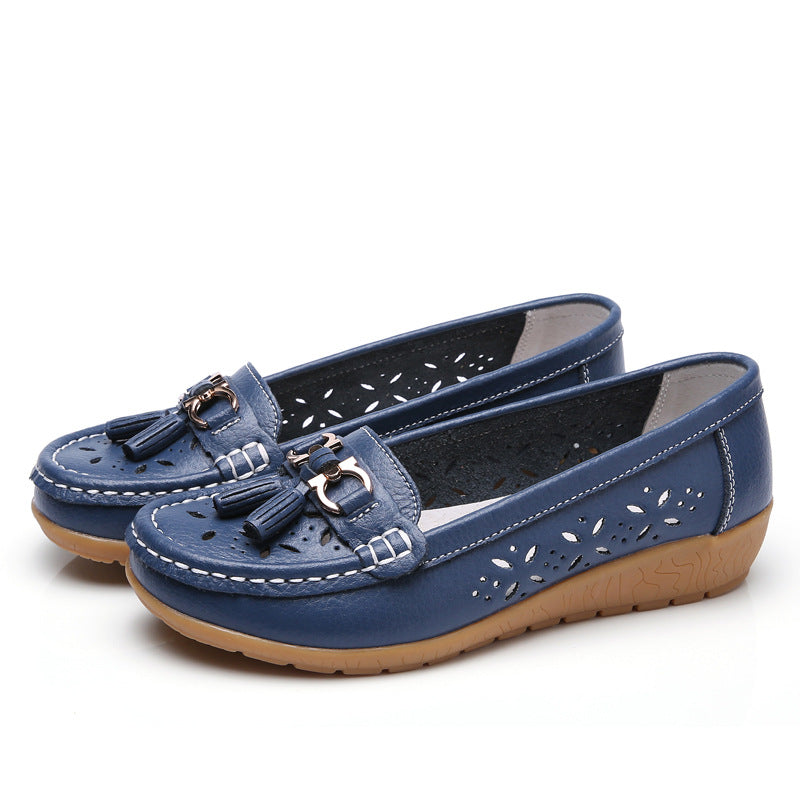 LuxeWalk Women's Hollow Wedge Leather Shoes