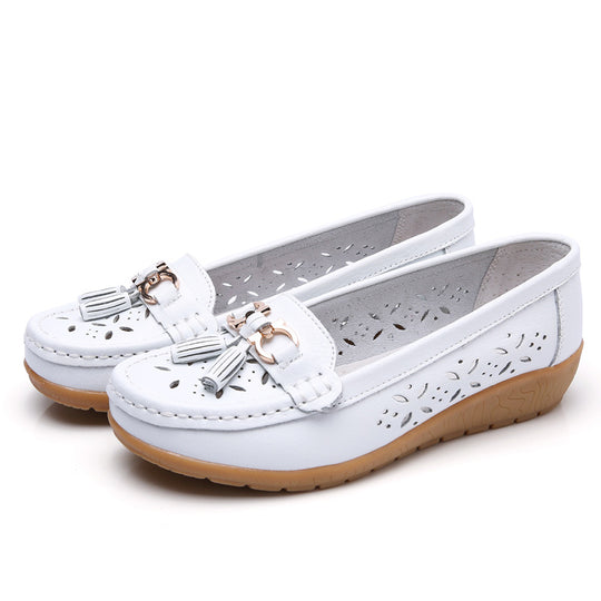 LuxeWalk Women's Hollow Wedge Leather Shoes