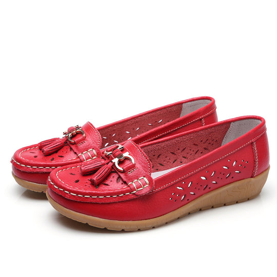 LuxeWalk Women's Hollow Wedge Leather Shoes