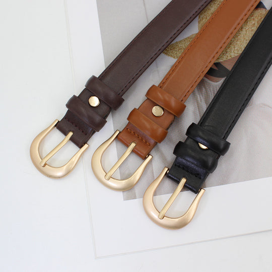 LuxeLoop Women's Vintage Buckle Leather Belt