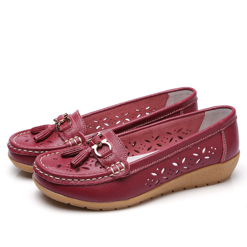 LuxeWalk Women's Hollow Wedge Leather Shoes