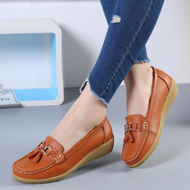 LuxeWalk Women's Hollow Wedge Leather Shoes