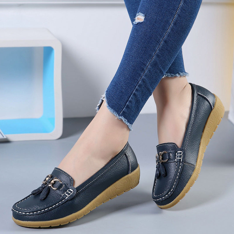 LuxeWalk Women's Hollow Wedge Leather Shoes