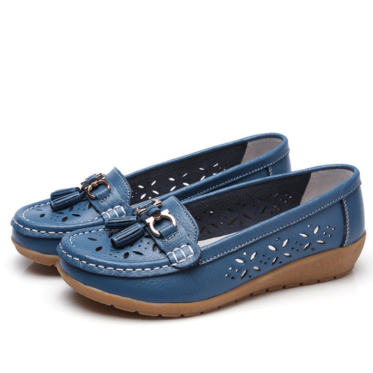 LuxeWalk Women's Hollow Wedge Leather Shoes