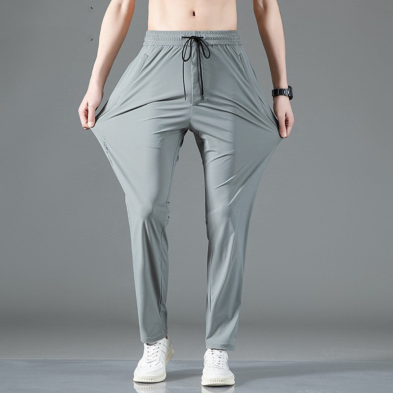 ArcticFlex Men's Ice Silk Casual Pants shown in grey, exemplifying comfort and style, perfect for warmer months.