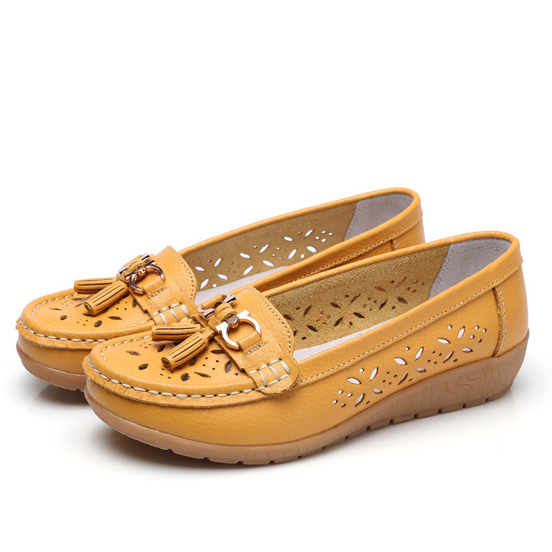 LuxeWalk Women's Hollow Wedge Leather Shoes