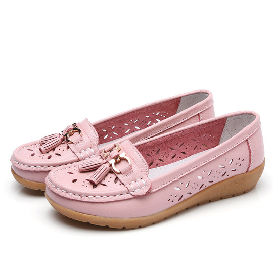 LuxeWalk Women's Hollow Wedge Leather Shoes